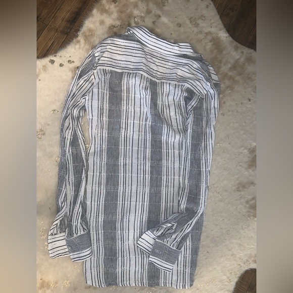 Jen’s pirate booty Gaya Blouse in White Black Stripe cotton fall casual revolve - Picture 2 of 7